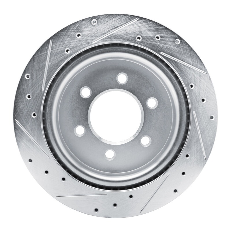 Ford F-150 Brake Rotor (1) - Rear Right - R1 Concepts - Drilled & Slotted - Silver - `21-`25
